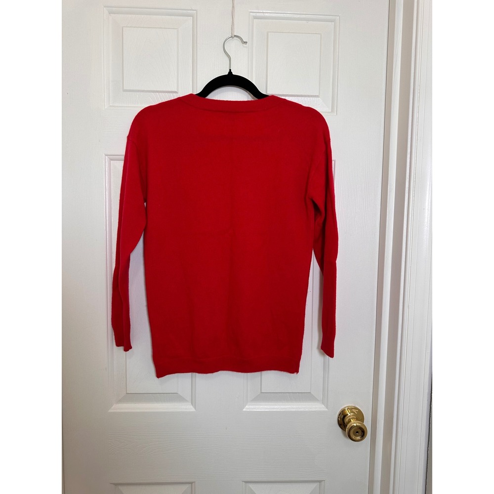 Talbots Petite Red Pure Cashmere V-Neck Long Sleeve Sweater MP Medium Petite - Picture 3 of 3